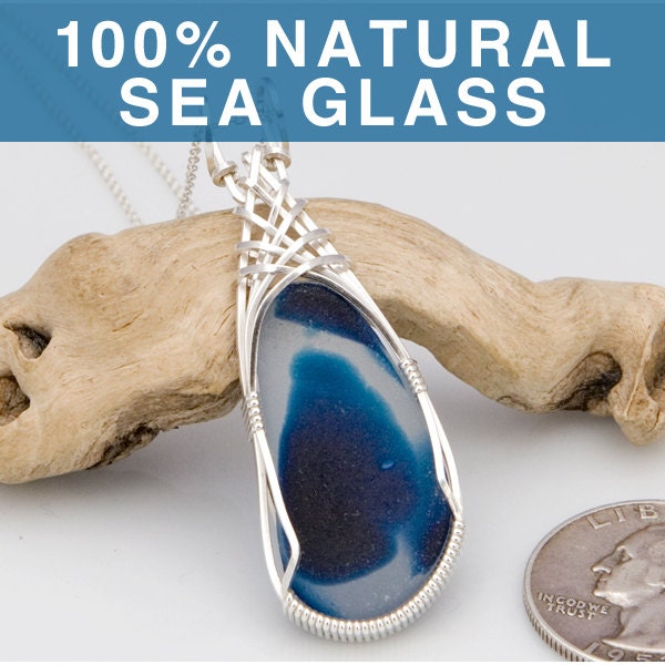 Large Cobalt English Sea Glass Pendant