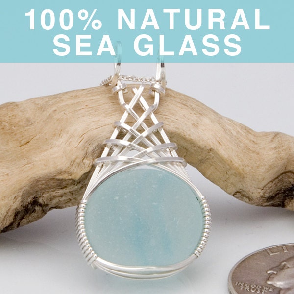 Aqua English Multi Sea Glass Pendant