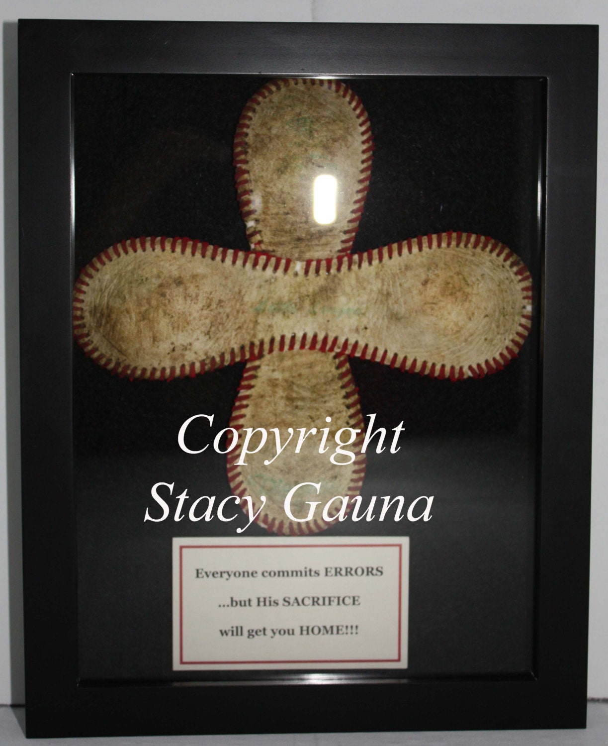 Baseball Cross in 8x10 Shadowbox Frame Personalized