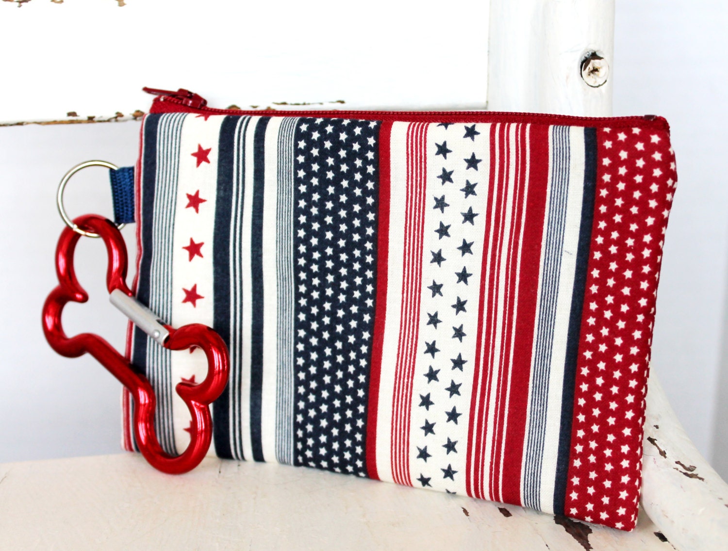 Pet Mess Clean Up Bag / Stars and Stripes fabric / Pet Leash Purse