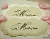 Wedding Chair Signs Madame and Monsieur Colors to Coordinate with your Wedding Reception