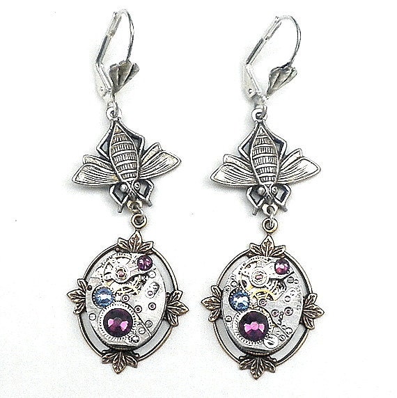 Honey Bee Steampunk Earrings