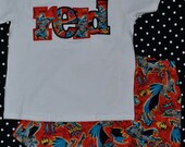 Custom Boutique Boys toddler Superhero Disney Personalized name applique shirt shorts set BATMAN