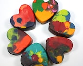 6 Recycled Heart-Shaped Crayons - mixed colors - party favor, reuse, repurpose, school supply, valentines day, toddler, pre-school - WizardAtWork