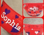 Personalized Valentines Day Buckets (for treats or party favors) - red with your choice of vinyl colors