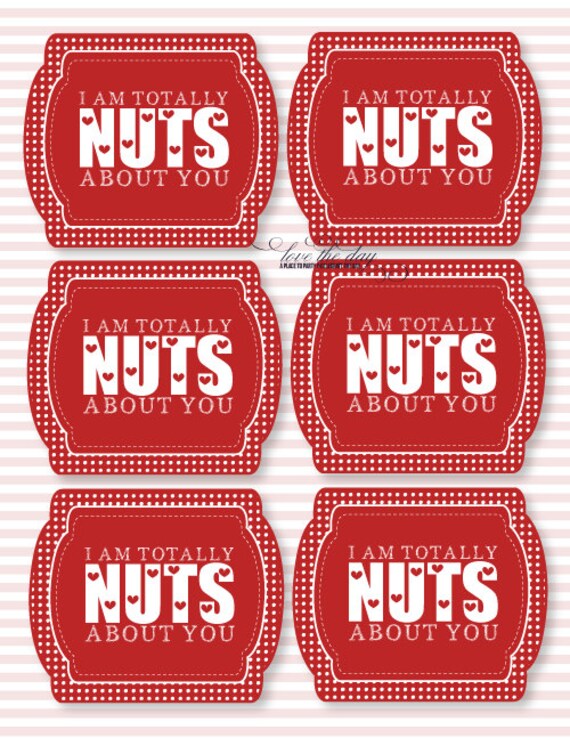 Valentine PRINTABLE 'I'm Totally Nuts About You' DIY Valentine Tag by Love The Day Il_570xn