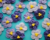 Edible Violets-  Made from Royal Icing in 3 shades of Violet (40)