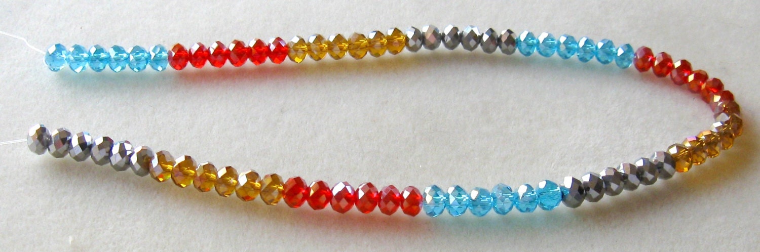 Chinese Crystal Blue Red Silver Brown Rondelles  6X8MM Full Strand Necklace Bracelet Earring Design
