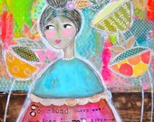 Dive deep original mixed media painting
