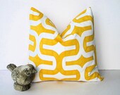 YELLOW Decorative Throw Pillow Cover ONE 20 x 20 inch Corn on White Slub Pillow Designer Fabric Embrace Premier Prints 20" Modern.Geometric
