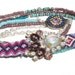 OOAKjewelz SS2013 a-symmetrical friendship bracelet necklace in blue & lavender - boho chic hippie necklace - statement necklace