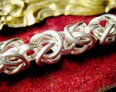 So Unique :) 10mm Wide x 7" Long - Handmade Sterling Chainmaille Byzantine Style Bracelet