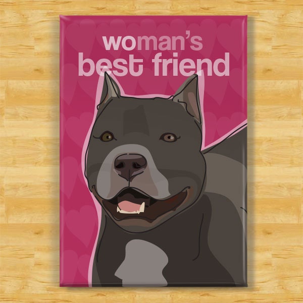 Pit Bull Dog Magnet - Woman's Best Friend - Black Pit Bull