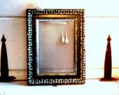 Jewelry organizer, Silver Framed Earring Display with Traditional styling and silver Magnetic Metal Mesh insert