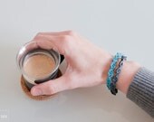 Crochet Bracelet . Blue tones .
