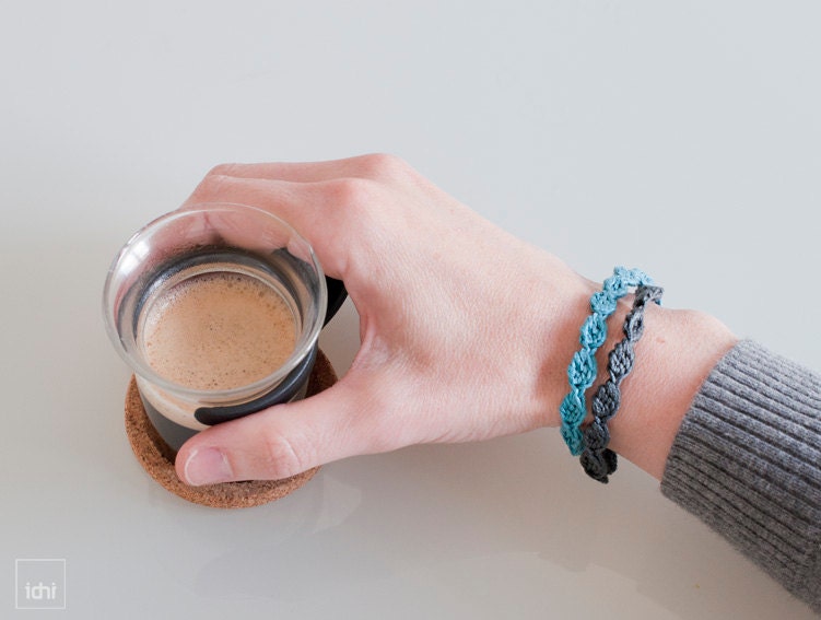 Crochet Bracelet . Blue tones .
