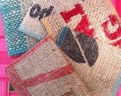 Recyled Burlap Coffee Sack Bi fold Wallet with Retro Reclaimed fabric interior