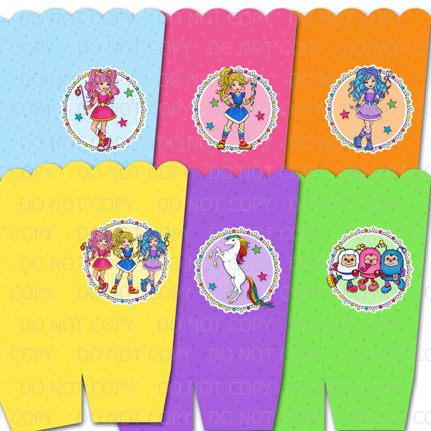 Printable DIY Rainbow Girl Inspired POPCORN Favor Boxes