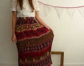 Vintage Indian Bohemian Gauze Gypsy Tie Waist Skirt Size S/M