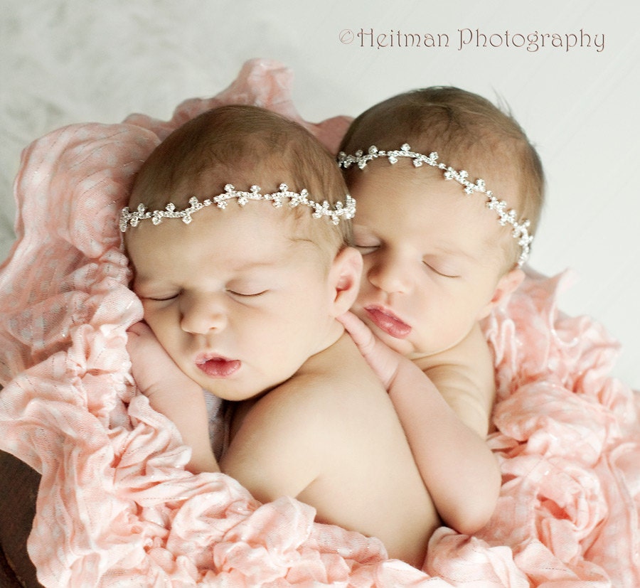 The Ivy- Rhinestone Tie-Back Crown Tiara Headband Newborn Child
