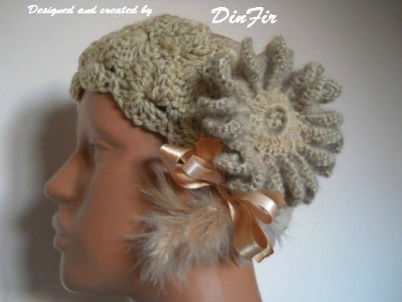 STOCKY,  WOOL,  HEADBAND,  Flower, Women, Elegant, Warm, Romantic, Hand Knitted, Feminine, Hand made,  Winter, Spring, Cozy, Soft, Autumn