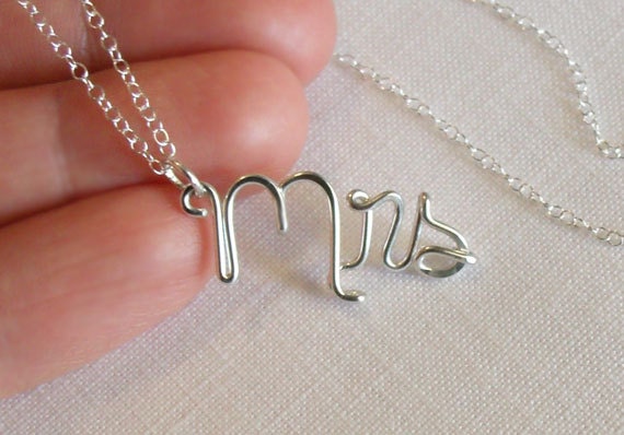 Mrs Necklace, New Bride, Newlywed, Sterling Silver