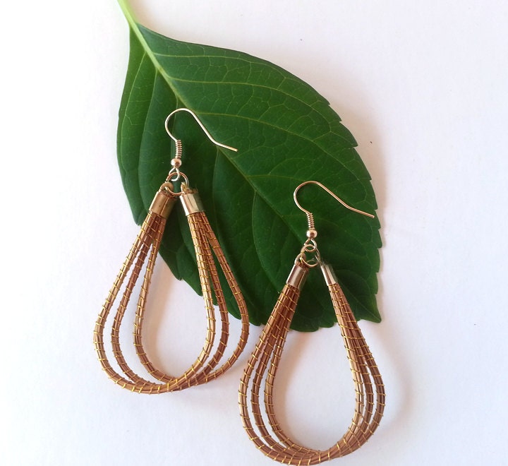 Golden Grass Dangle Earrings Capim Dorado