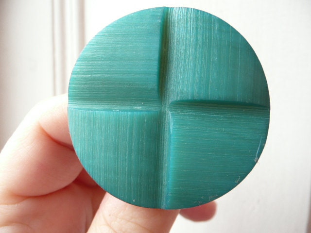 Evelyne statement cocktail ring - giant emerald green geometric disc - eco friendly repurposed vintage button