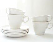 White Cup & Saucer, Vintage Ceramic Tea Cups, Franciscan China Teacups, Mid Century Kitchen Decor - vintagebiffann