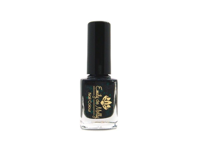 Nail polish - "Black Forest" emerald green glitter in a black jelly base