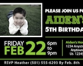 Custom Boy or Girl Birthday Invitation OR Thank You Card background color can be changed fourth birthday fifth brthday party invite