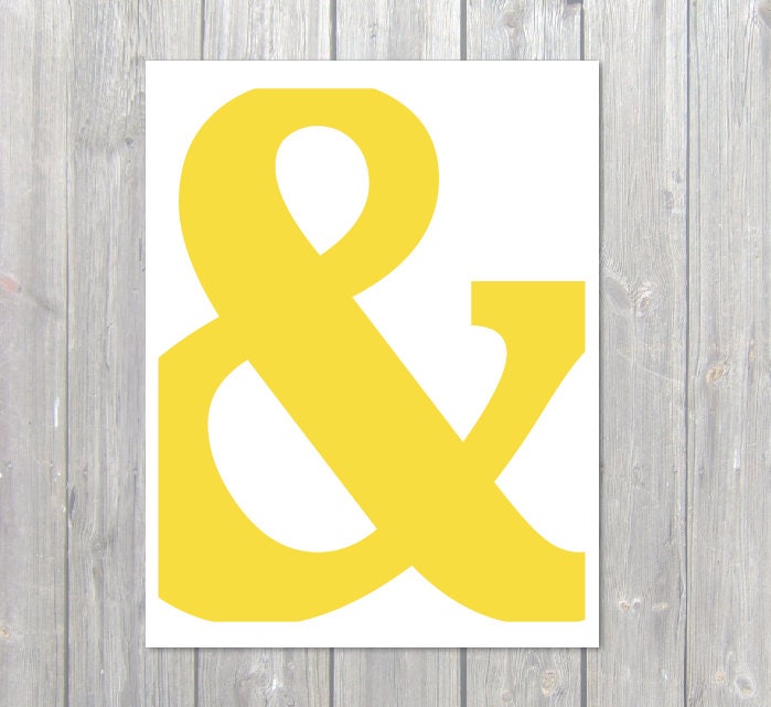 Ampersand Symbol Typography Digital Print  - Yellow Lemon Zest - Modern Wall Art Spring Summer Home Decor - Wedding - Under 20 - AldariArt