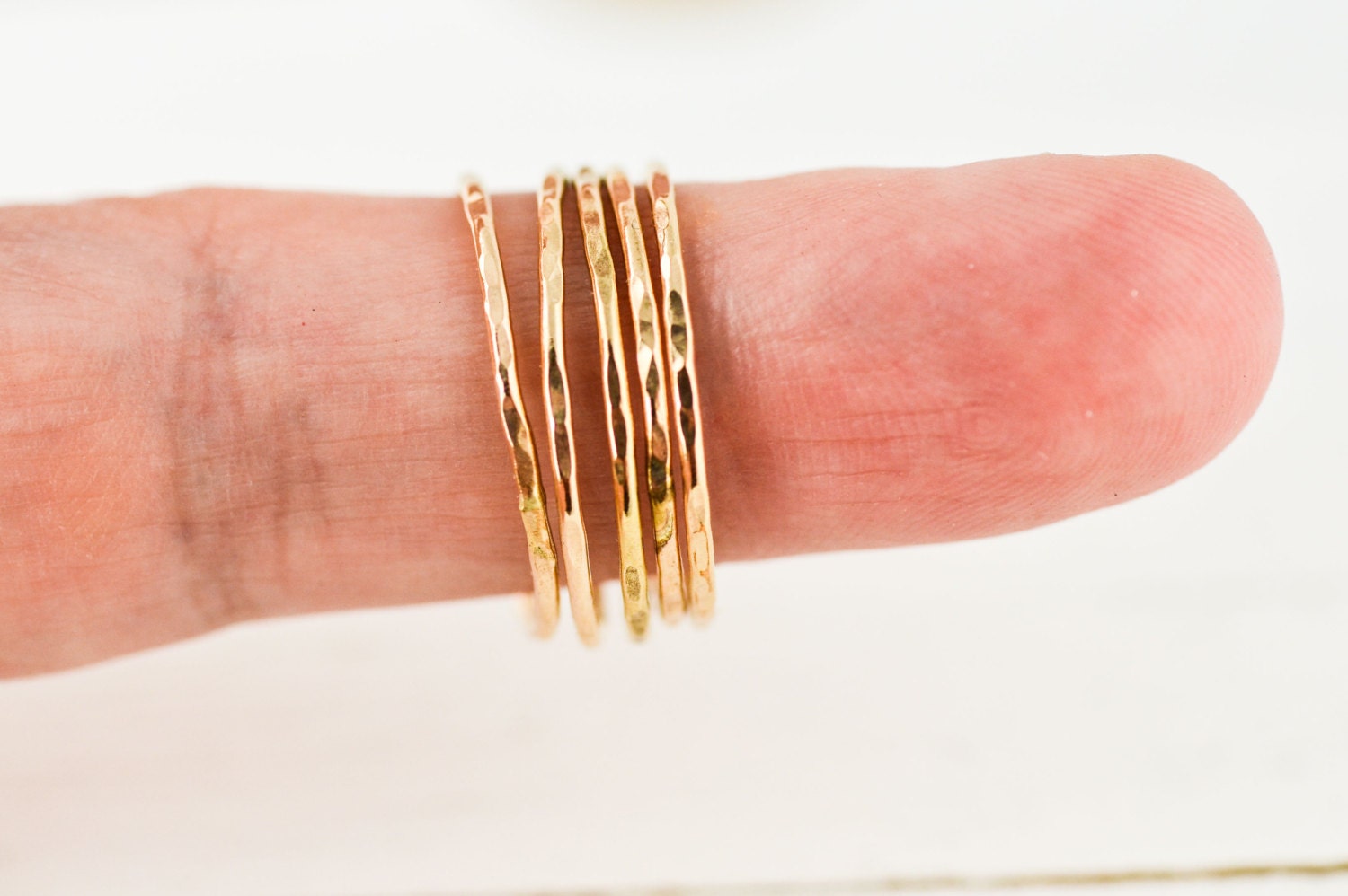 Thin Stacking Rings - Ultra Thin Gold Silver or Rose Gold - SET OF 5 Rings