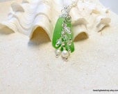 Sea Glass Beach Glass Lake Erie Kelly Green Necklace