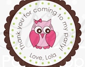 24 Owl Birthday Stickers - Girls Birthday Decorations - Woodland Birthday, Owl, Forest Theme Birthday