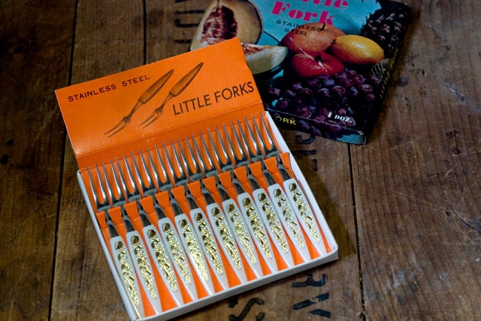 Vintage Set of Little Hors D'oeuvres Forks Serving