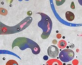 Large Pop Art Painting Retro Mid Century Inspired Collage on Canvas Pale Grey Cool Hipster
