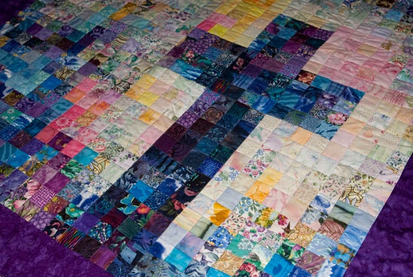 Christian Cross Quilt - Watercolor Art Quilt - Peacock Colors
