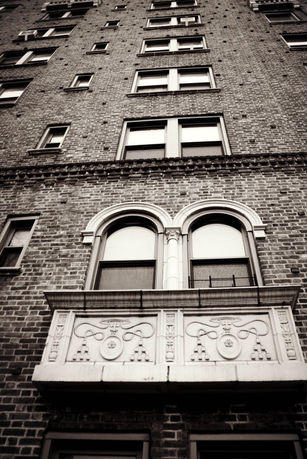 Fancy Windows 8x12 Photography Print, New York City Wall Art, NYC Apartment Building, Metallic Paper