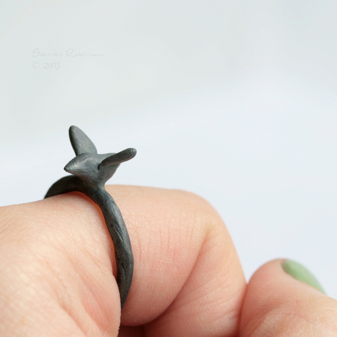 Black Flying Bird Ring Sterling Silver Oxidized T12