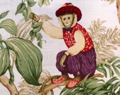 MONKIES on off white cotton field- fabric yardage