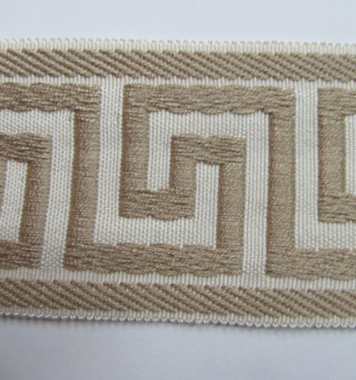 GREEK KEY flat trim for your drapes/pillows Ivory and Beige 2.25 inches wide