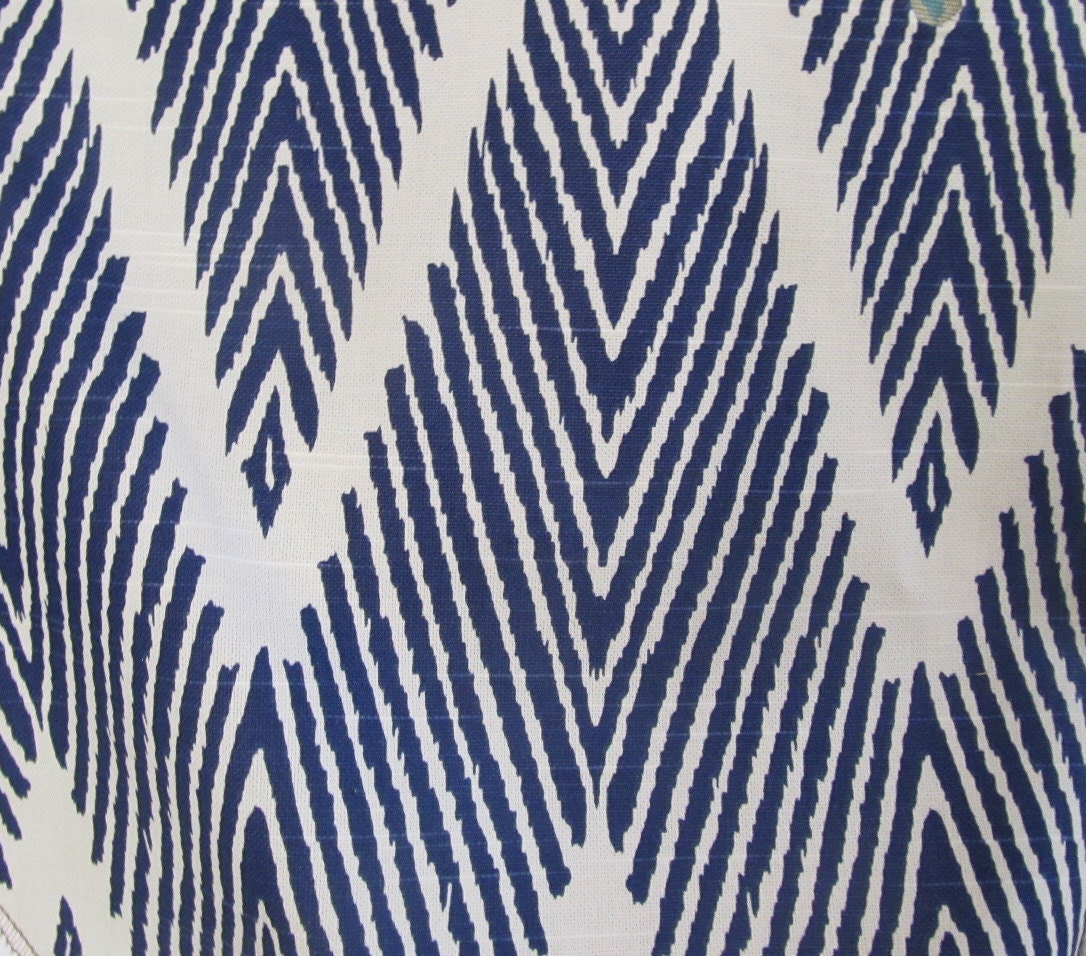 BALI NAVY on white Ikat geometric on cotton