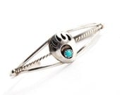 Vintage Sterling Silver Turquoise Bracelet - Native American Style Boho Cuff Jewelry / Triple Band
