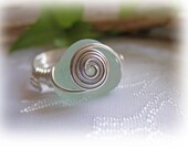 Seafoam Beach Glass Seaglass Ring Size 7-1/2