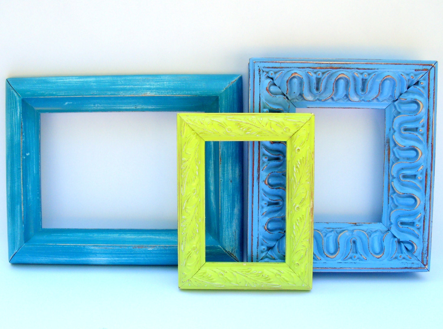 Open Gallery Trio - Preston Frame Collection - upcycled shabby chic - 3 painted frames - Paris apartment - cottage