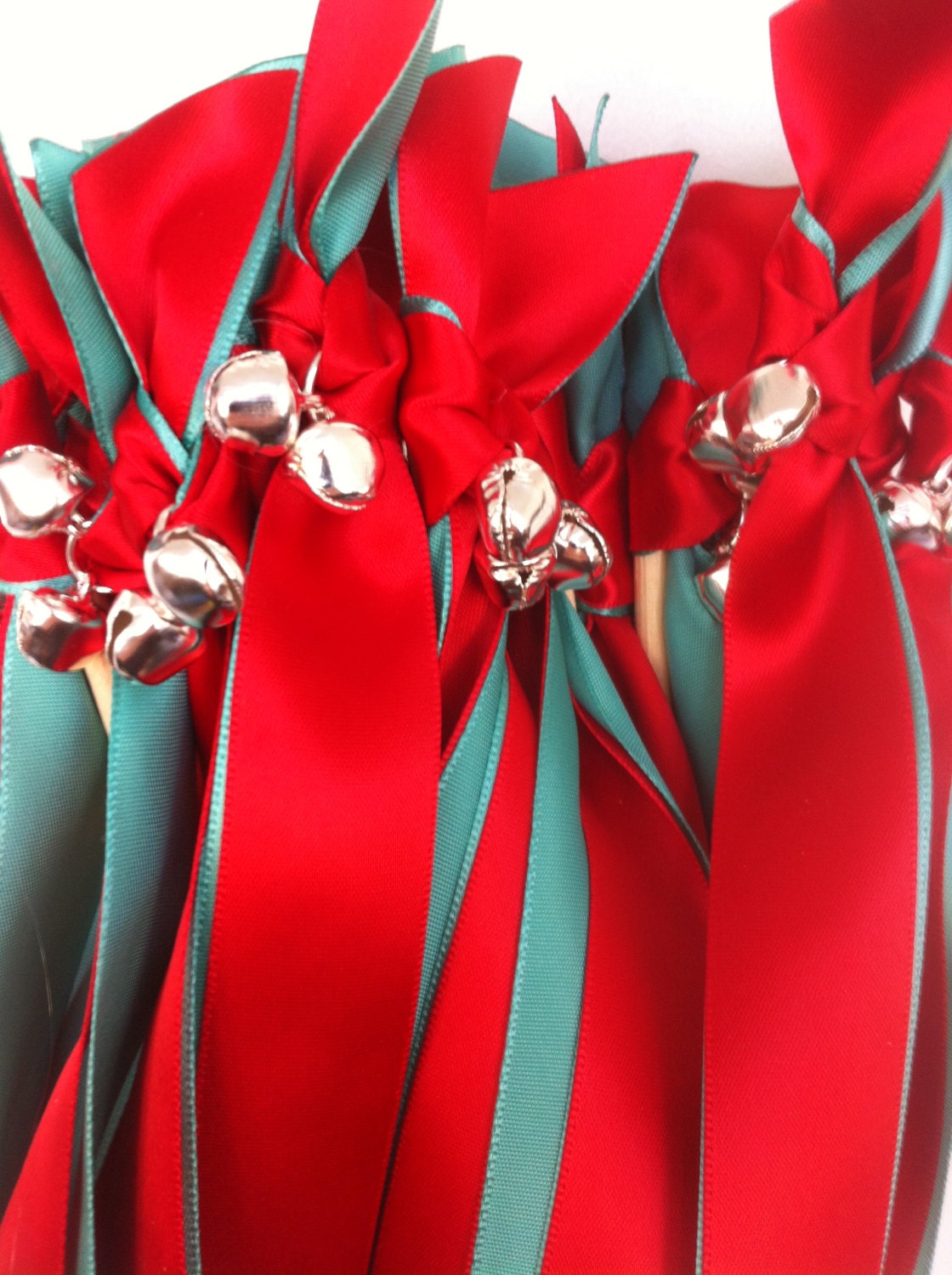 75 Spring Wedding Wands: Any Color Two Satin Ribbon Streamers Two Bells