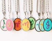 Embroidery Initial Necklace MADE TO ORDER. Personalized Jewelry by Merriweather Council on Etsy.