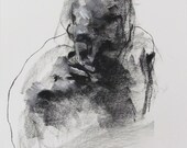 Abstract Portrait Gesture Drawing - 18 x 24",  fine art - Drawing 136 - pastel on paper - original drawing