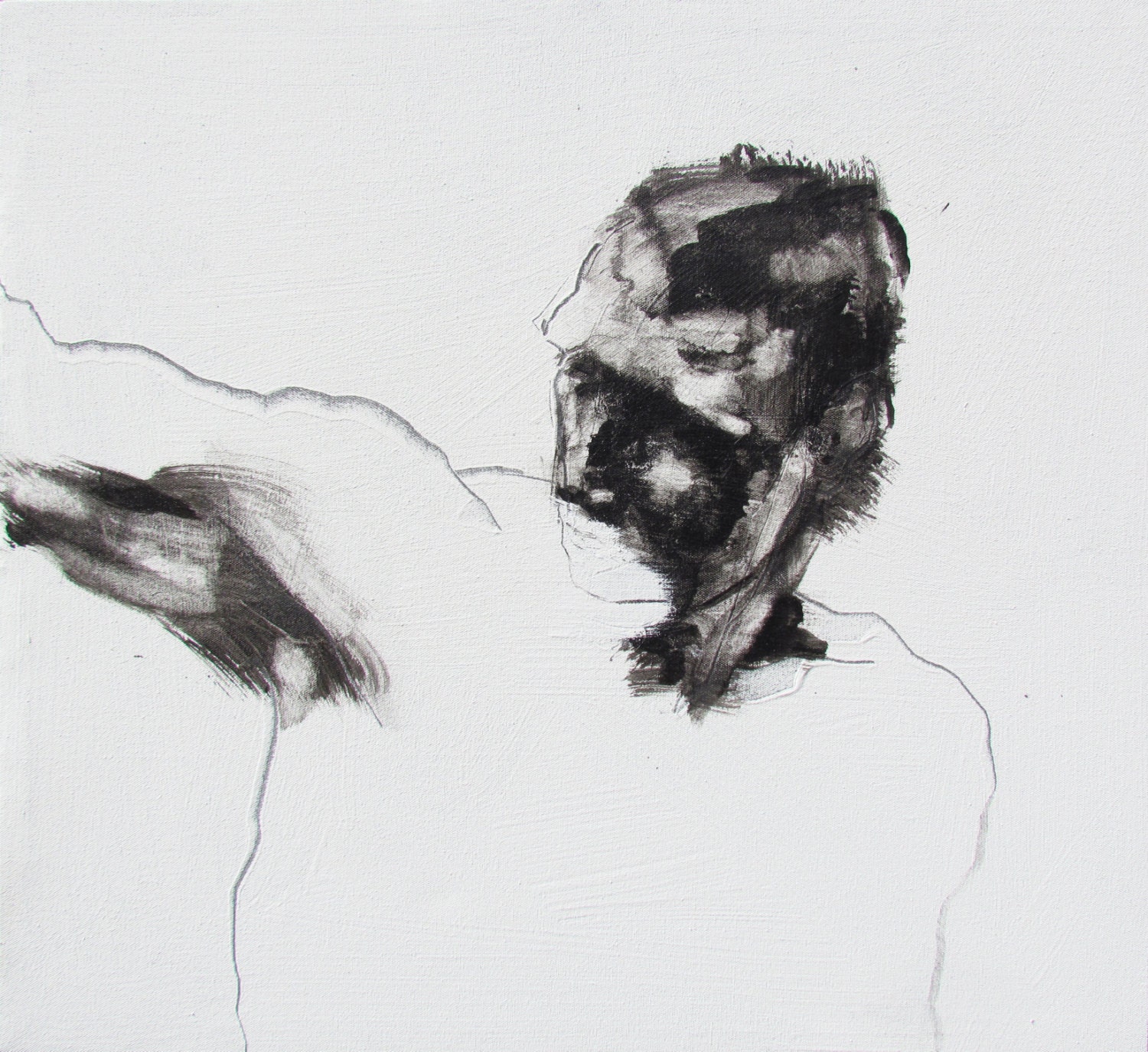 Minimal Figurative Painting, contemporary figure art, 26 x 24", original canvas by Derek Overfield